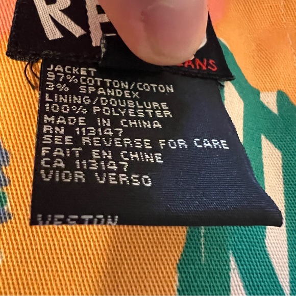 Redd Jeans Floral Sequin Blazer Periwinkle Trim Funky Statement Jacket - Picture 8 of 8